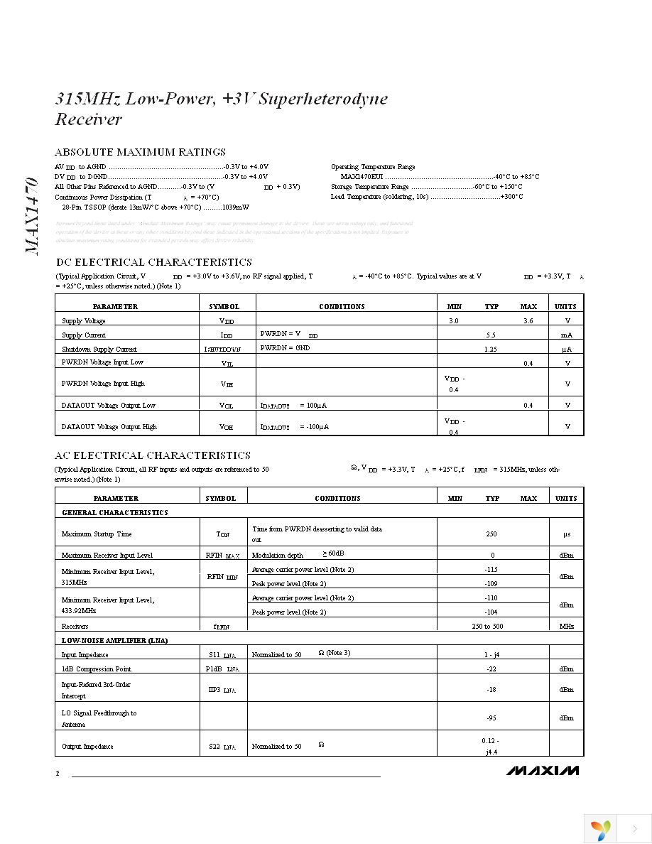 MAX1470EUI+ Page 2