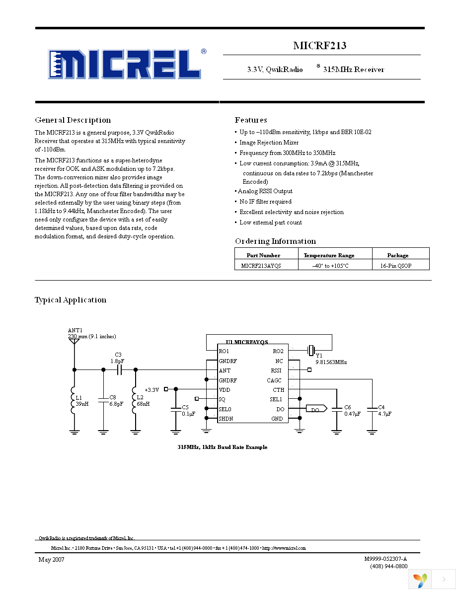 MICRF213AYQS Page 1