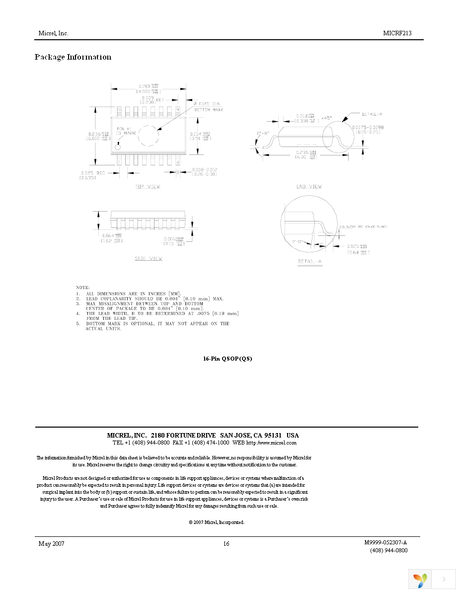 MICRF213AYQS Page 16