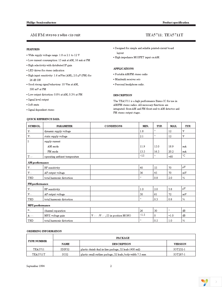 TEA5711T2TM Page 3