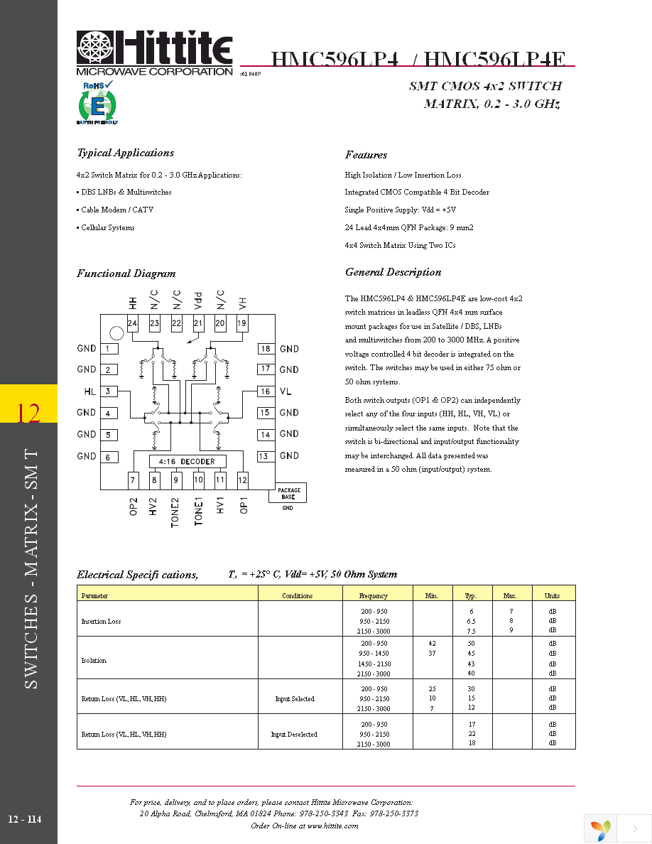 HMC596LP4E Page 3