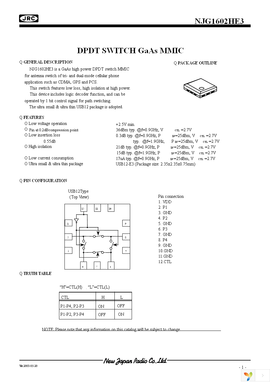 NJG1602HE3-TE1 Page 1