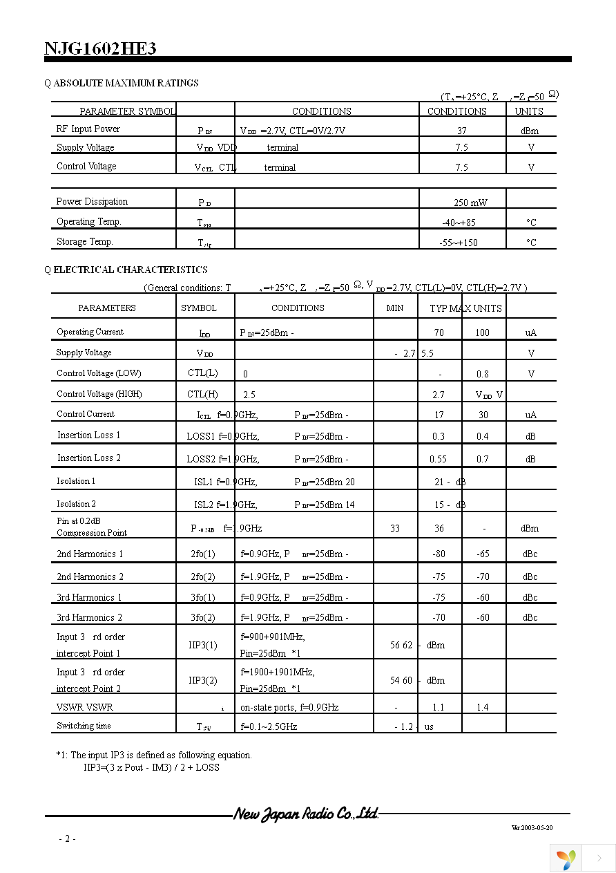 NJG1602HE3-TE1 Page 2