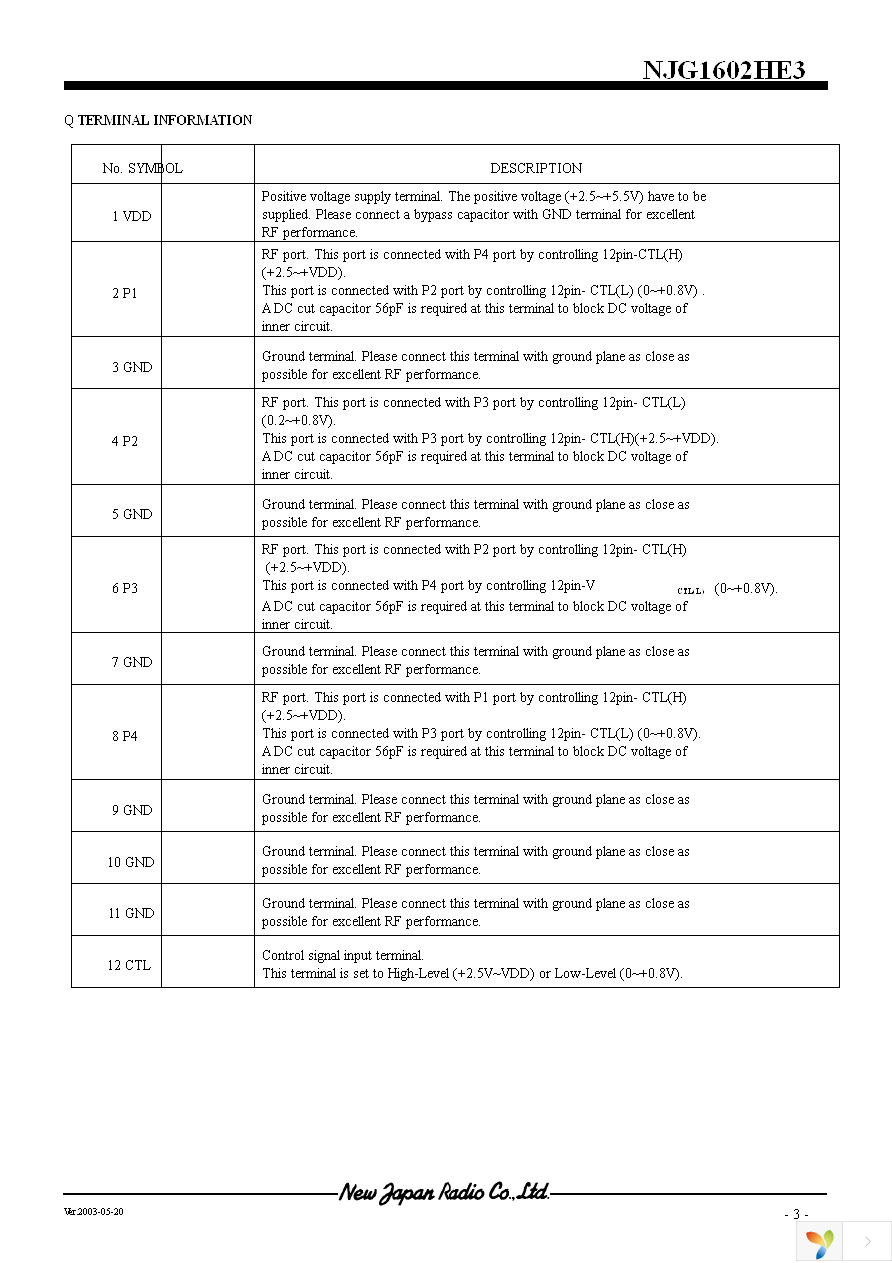 NJG1602HE3-TE1 Page 3