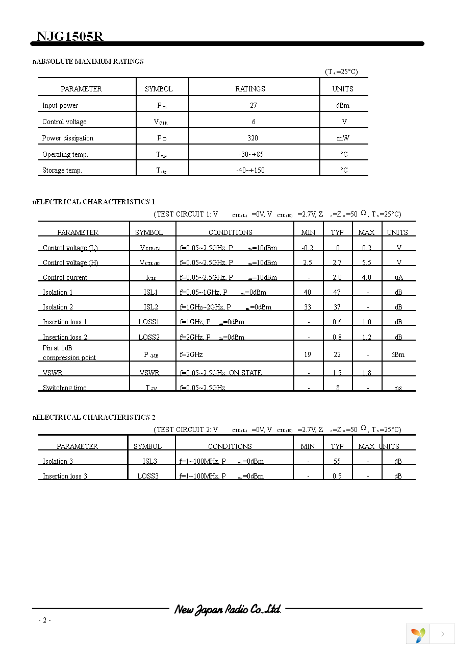 NJG1505R-TE1 Page 2