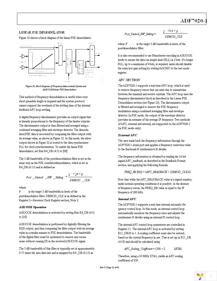ADF7020-1BCPZ-RL7 Page 23