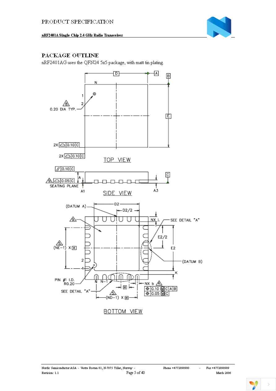 NRF2401AG-REEL Page 5