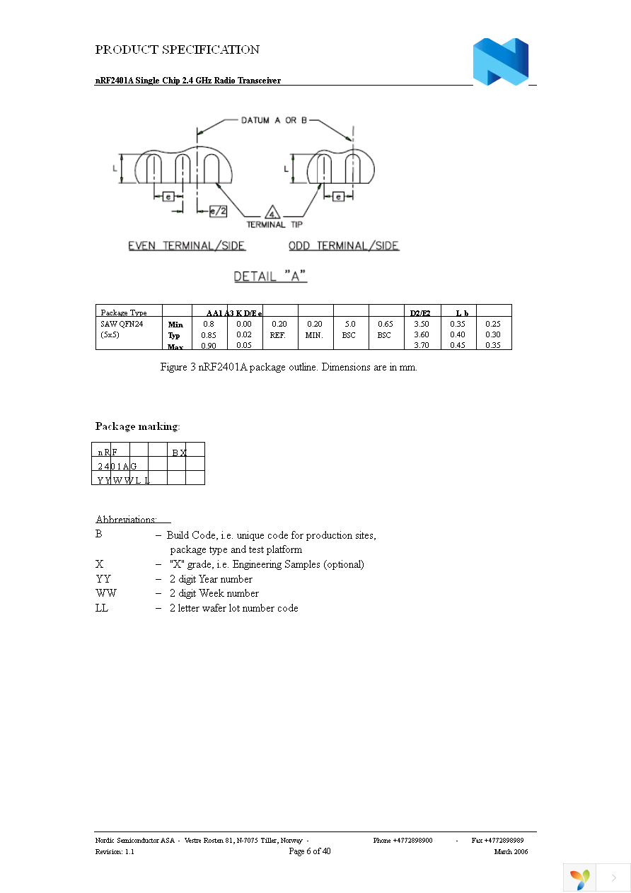 NRF2401AG-REEL Page 6