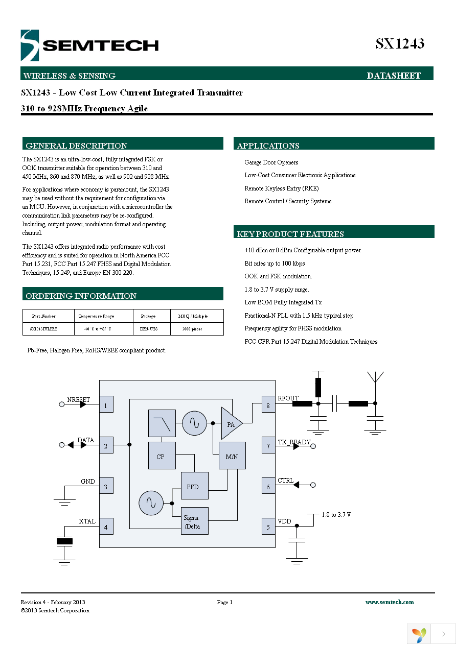 SX1243IULTRT Page 1