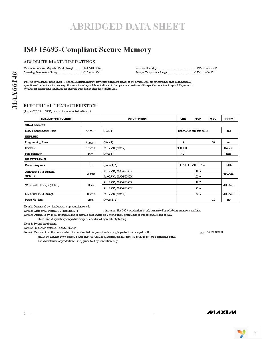 MAX66140K-000AA+ Page 2