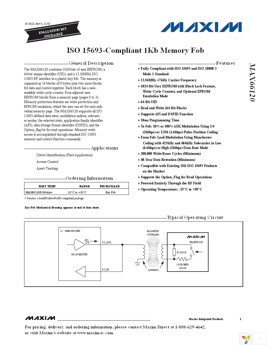 MAX66120K-000AA+ Page 1