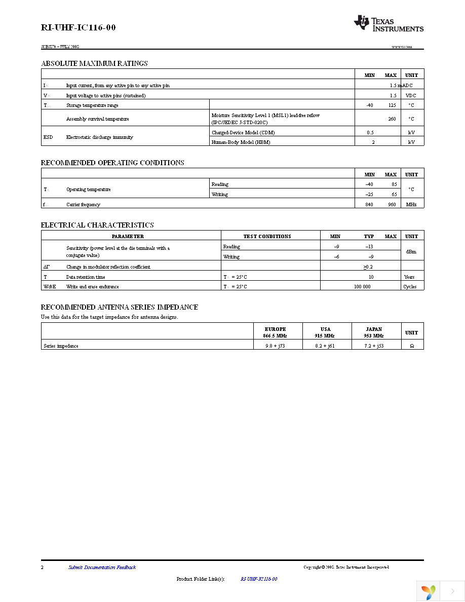 RI-UHF-IC116-00 Page 2