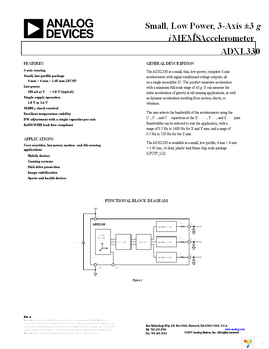 ADXL330KCPZ-RL Page 1