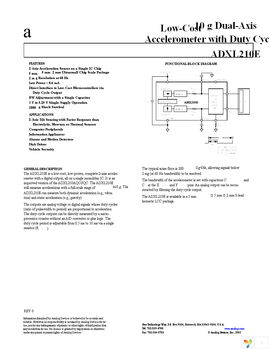 ADXL210AE-REEL Page 1