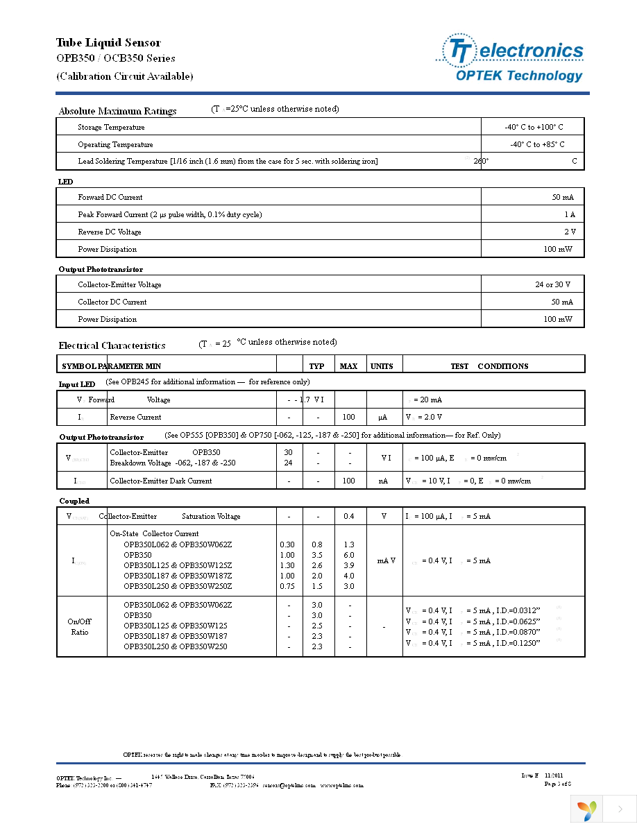 OPB350W125Z Page 3