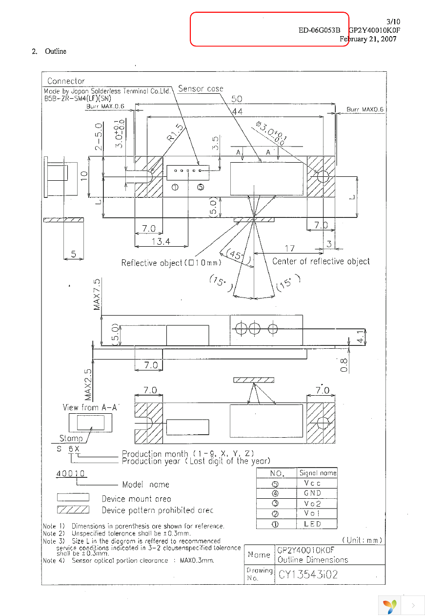 GP2Y40010K0F Page 5