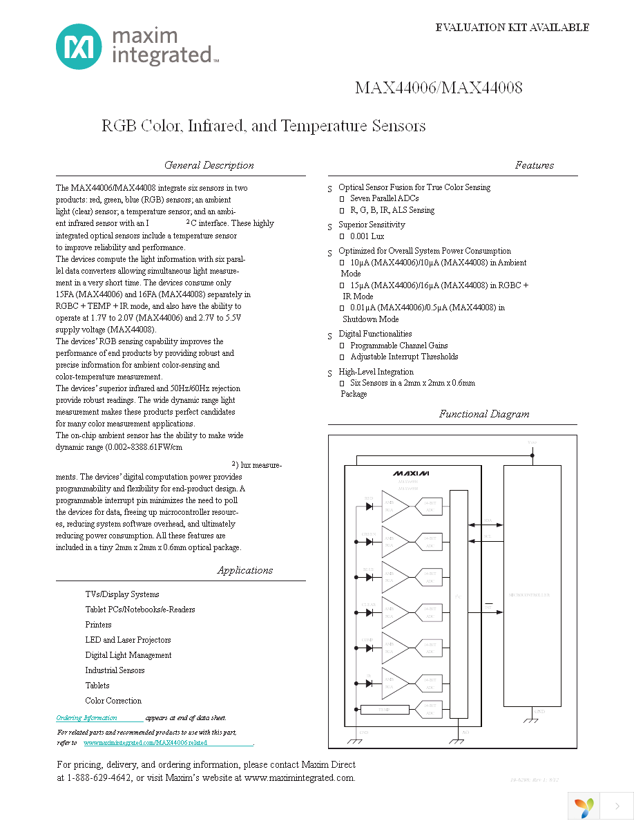 MAX44006GDT+T Page 1