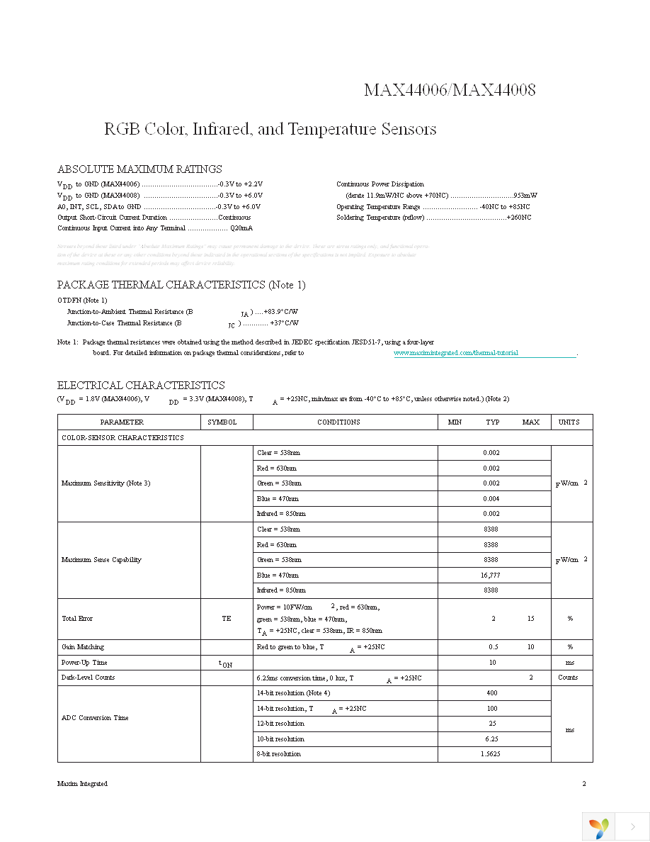 MAX44006GDT+T Page 2