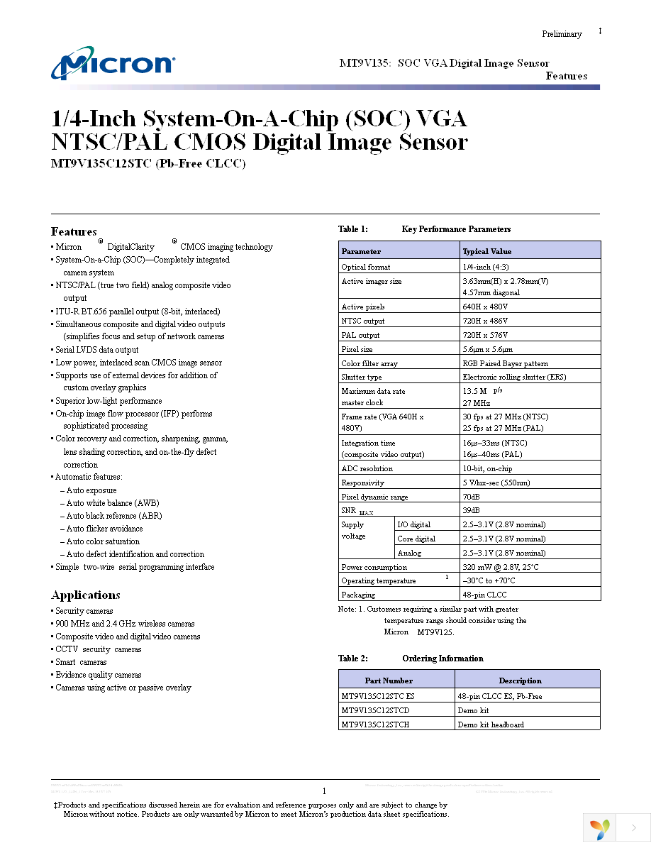 MT9V135C12STC Page 1