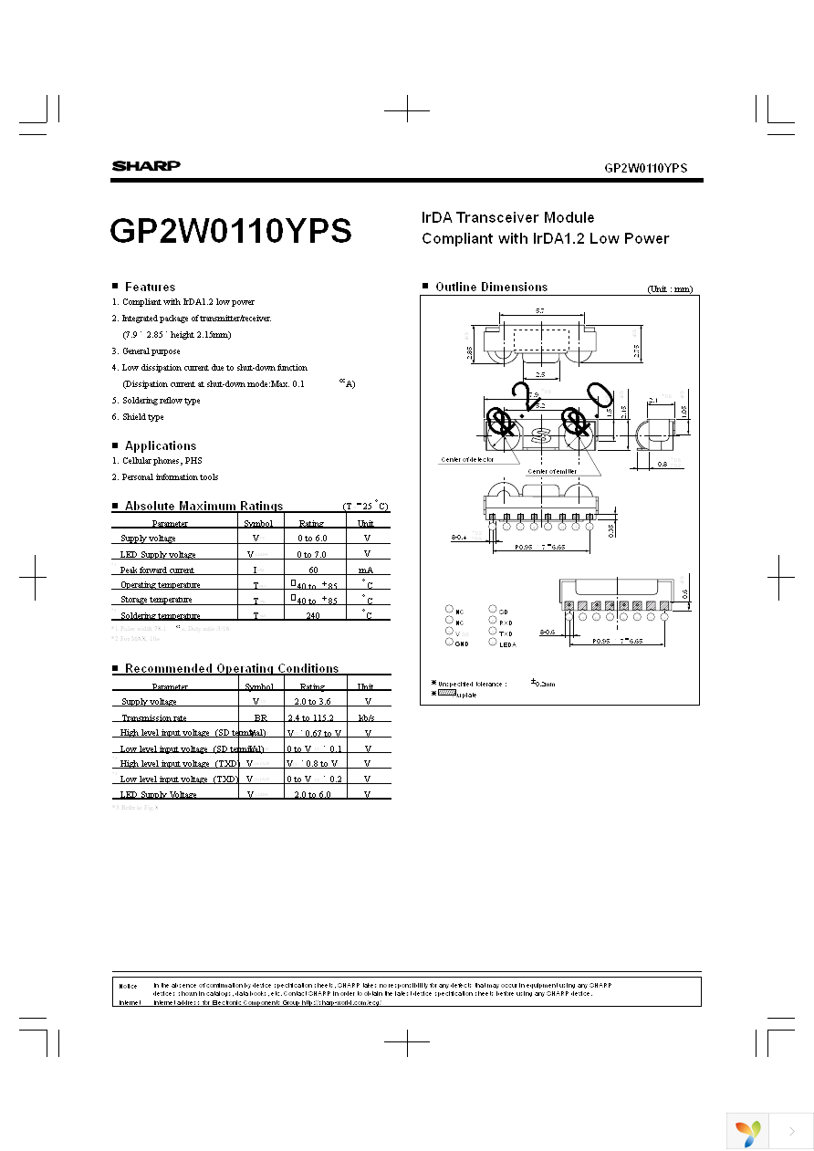 GP2W0110YPS Page 1