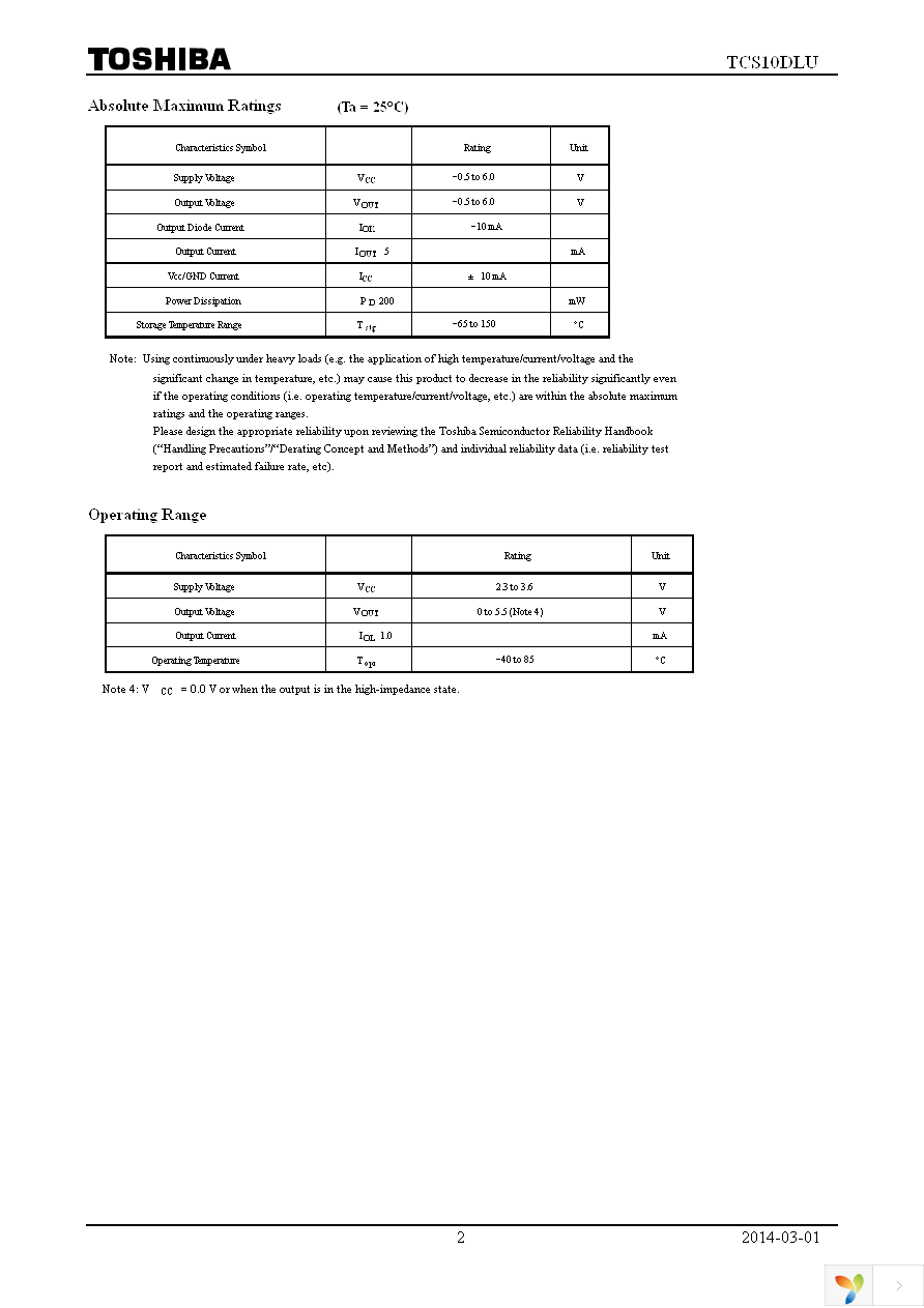 TCS10DLU(TE85L,F) Page 2