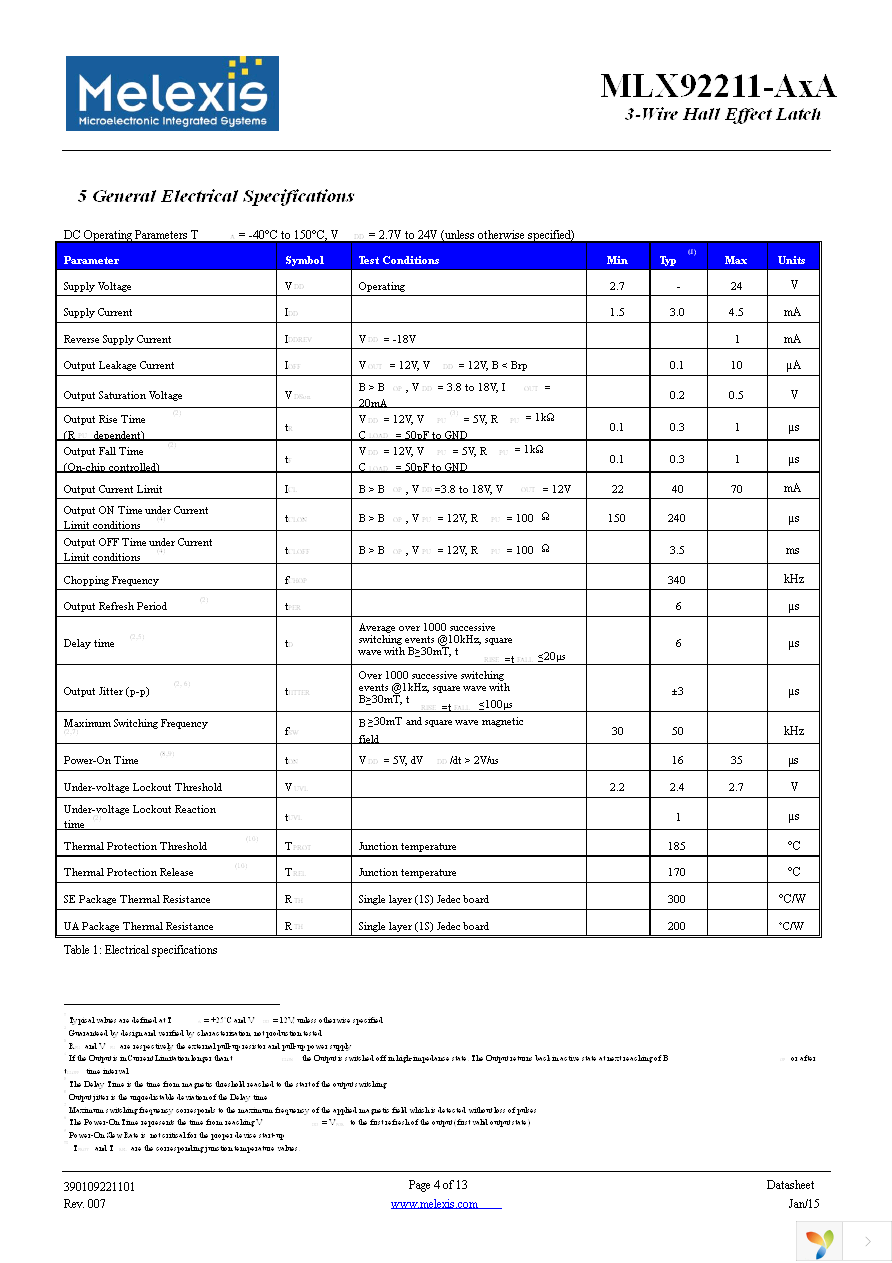 MLX92211LSE-AAA-000-RE Page 4