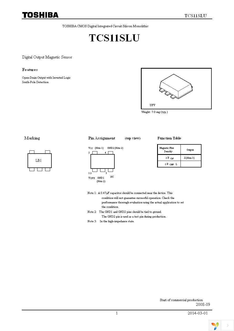 TCS11SLU(TE85L,F) Page 1