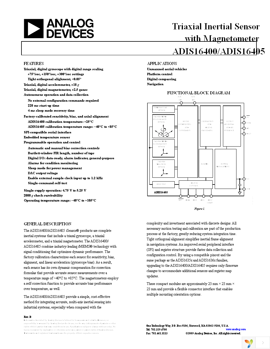 ADIS16405BMLZ Page 1