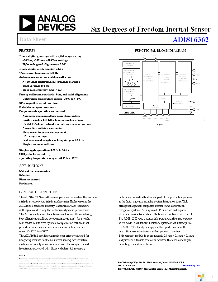 ADIS16362BMLZ Page 1