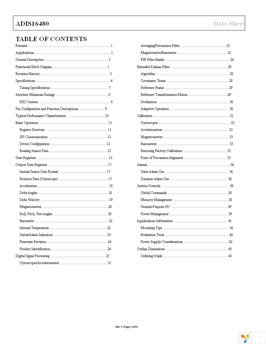 ADIS16480AMLZ Page 2