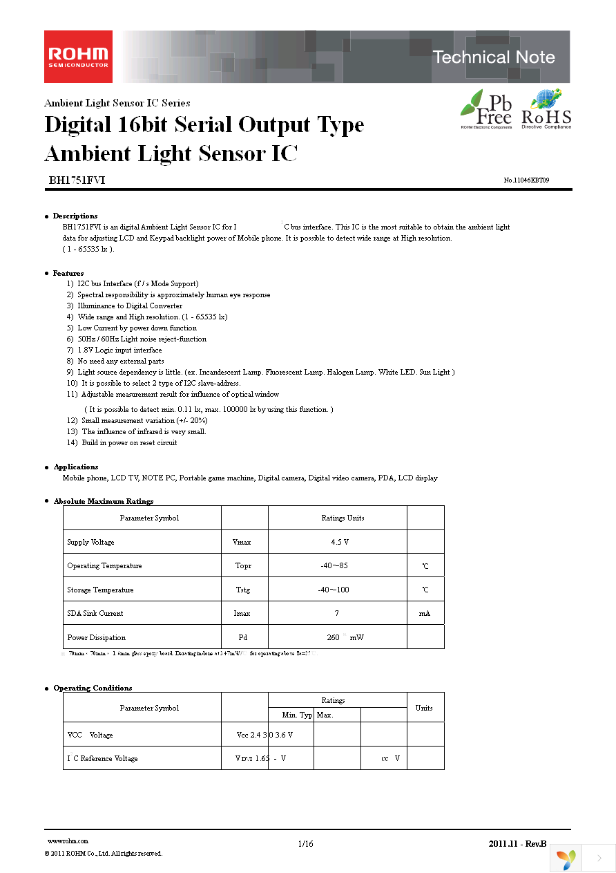 BH1751FVI-TR Page 1