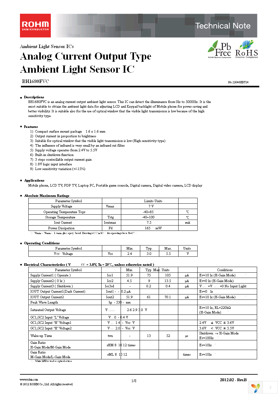 BH1680FVC-TR Page 1