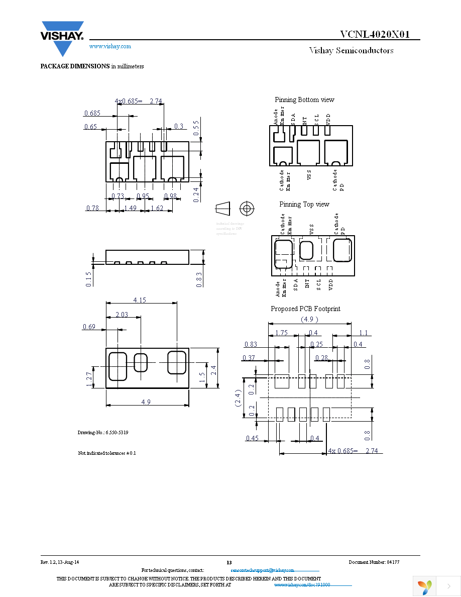 VCNL4020X01-GS08 Page 13