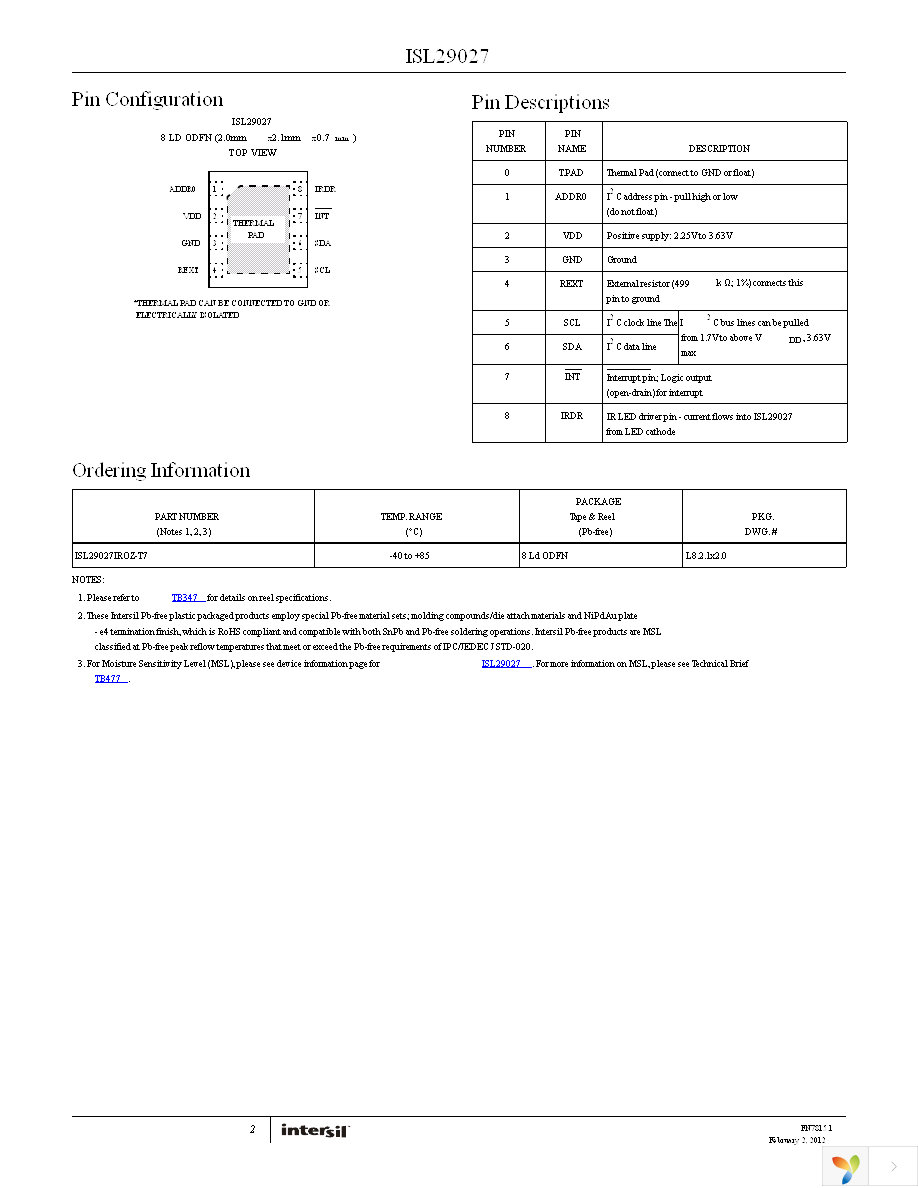 ISL29027IROZ-T7 Page 2