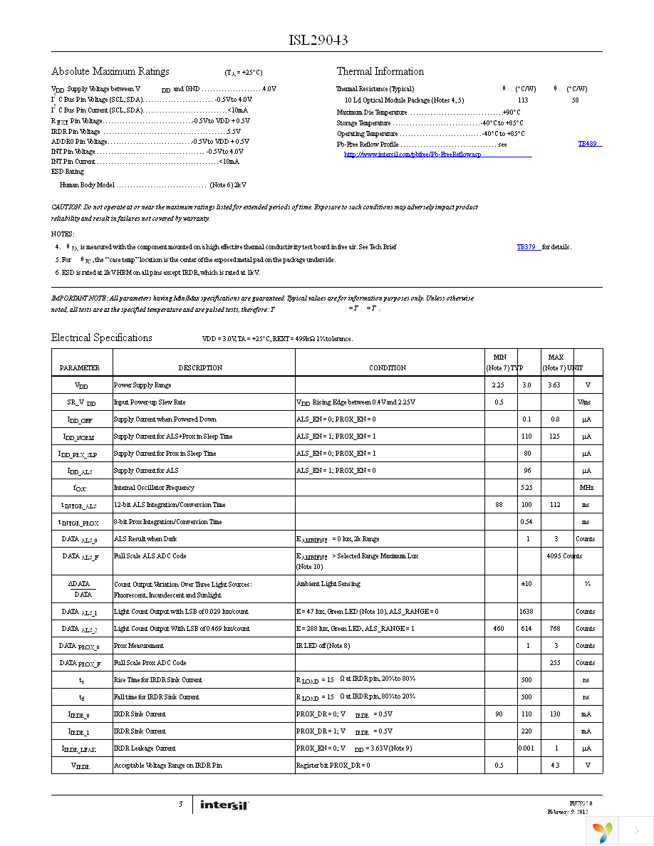 ISL29043IROMZ-T7 Page 3