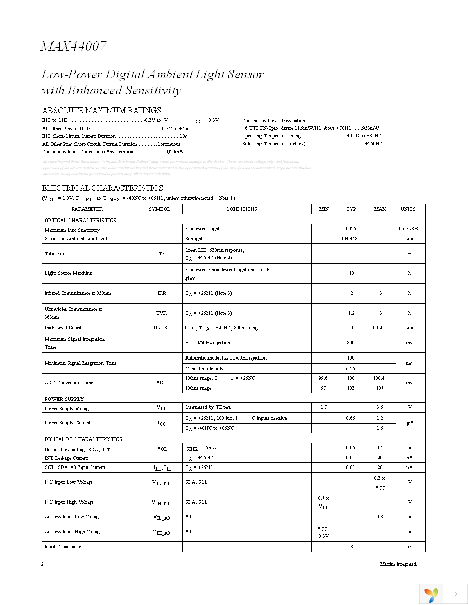 MAX44007EDT+T Page 2