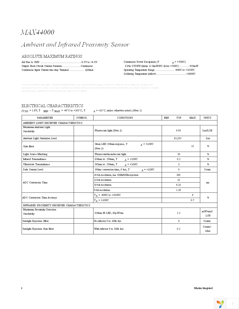 MAX44000EDT+T Page 2