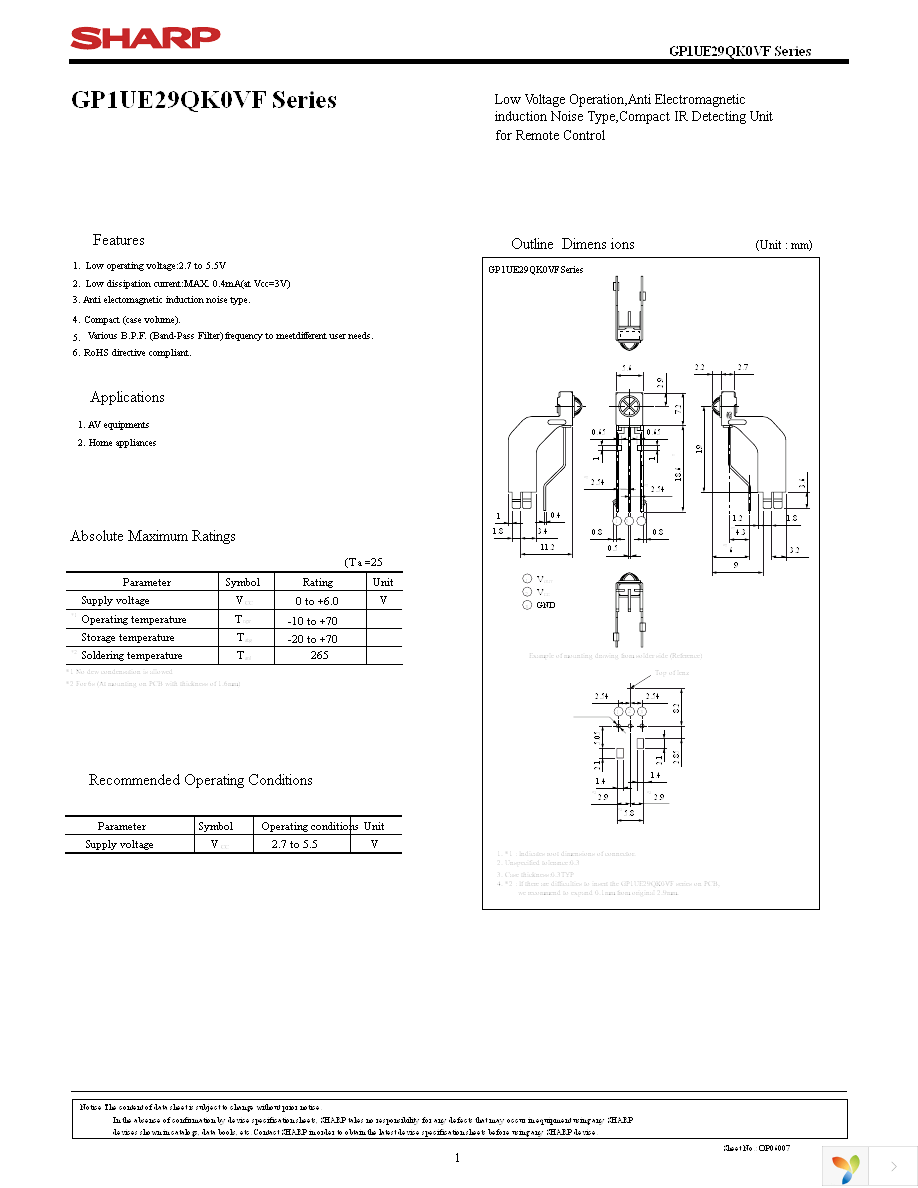 GP1UE292QKVF Page 1