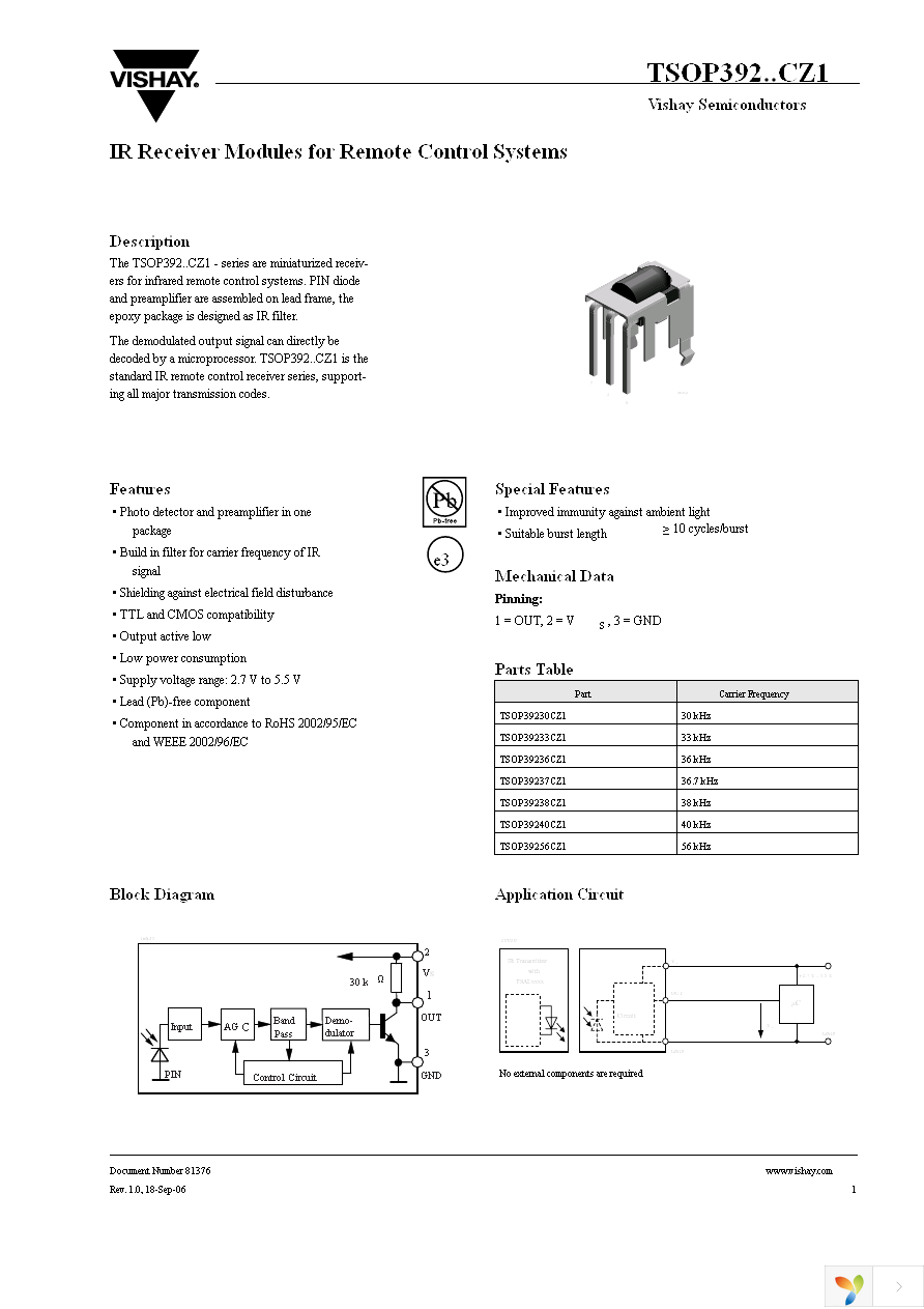 TSOP39238CZ1 Page 1