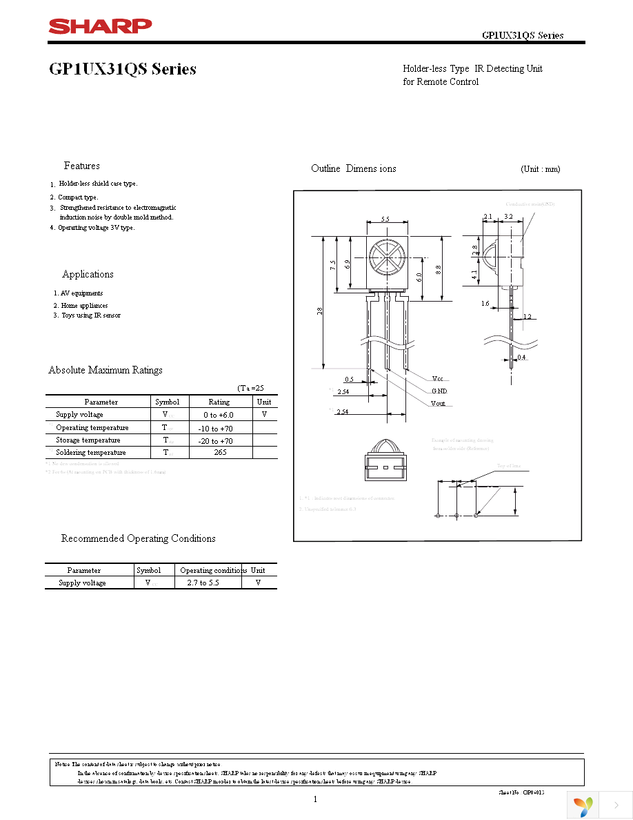 GP1UX311QS Page 1