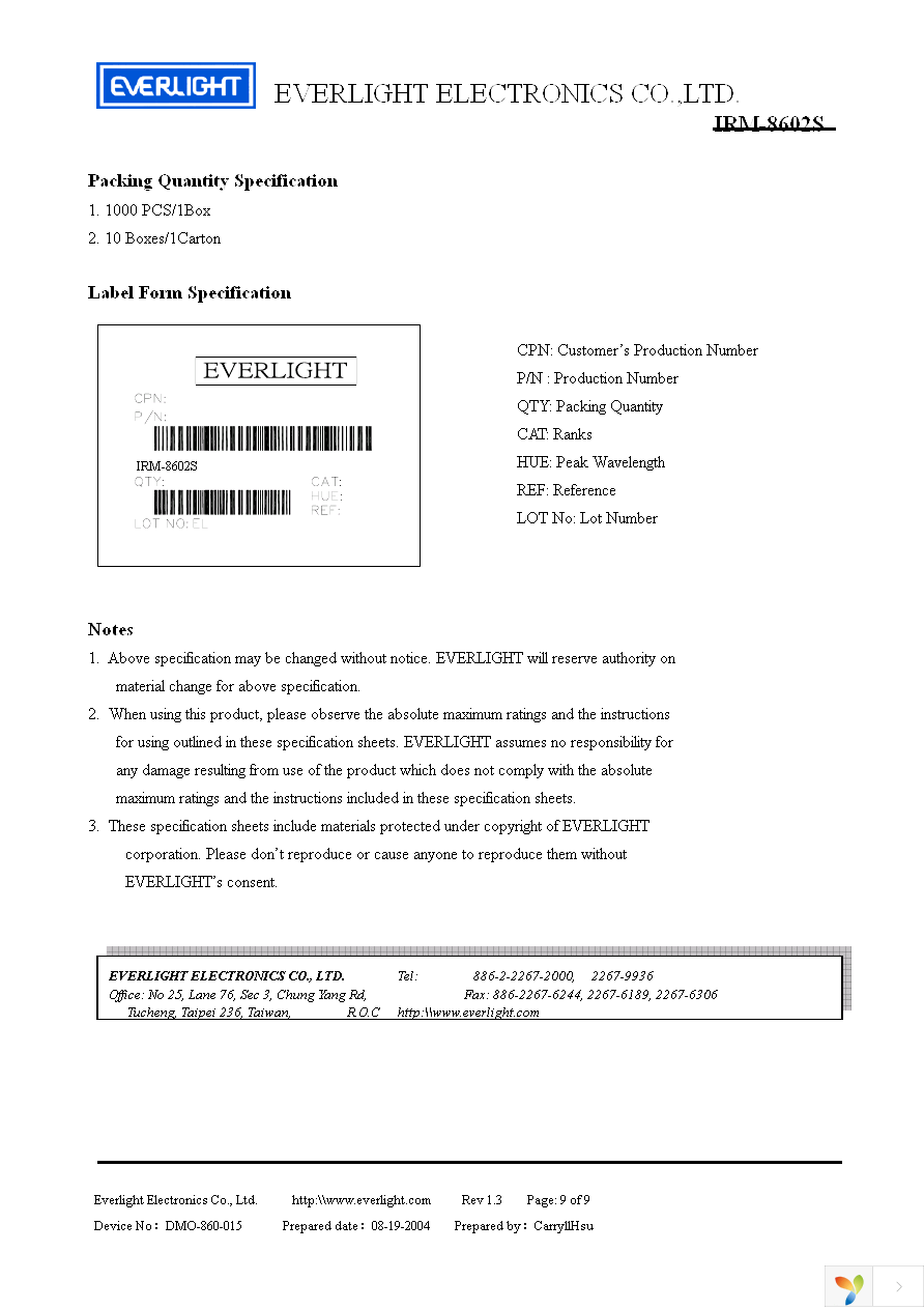 IRM-8602S Page 9