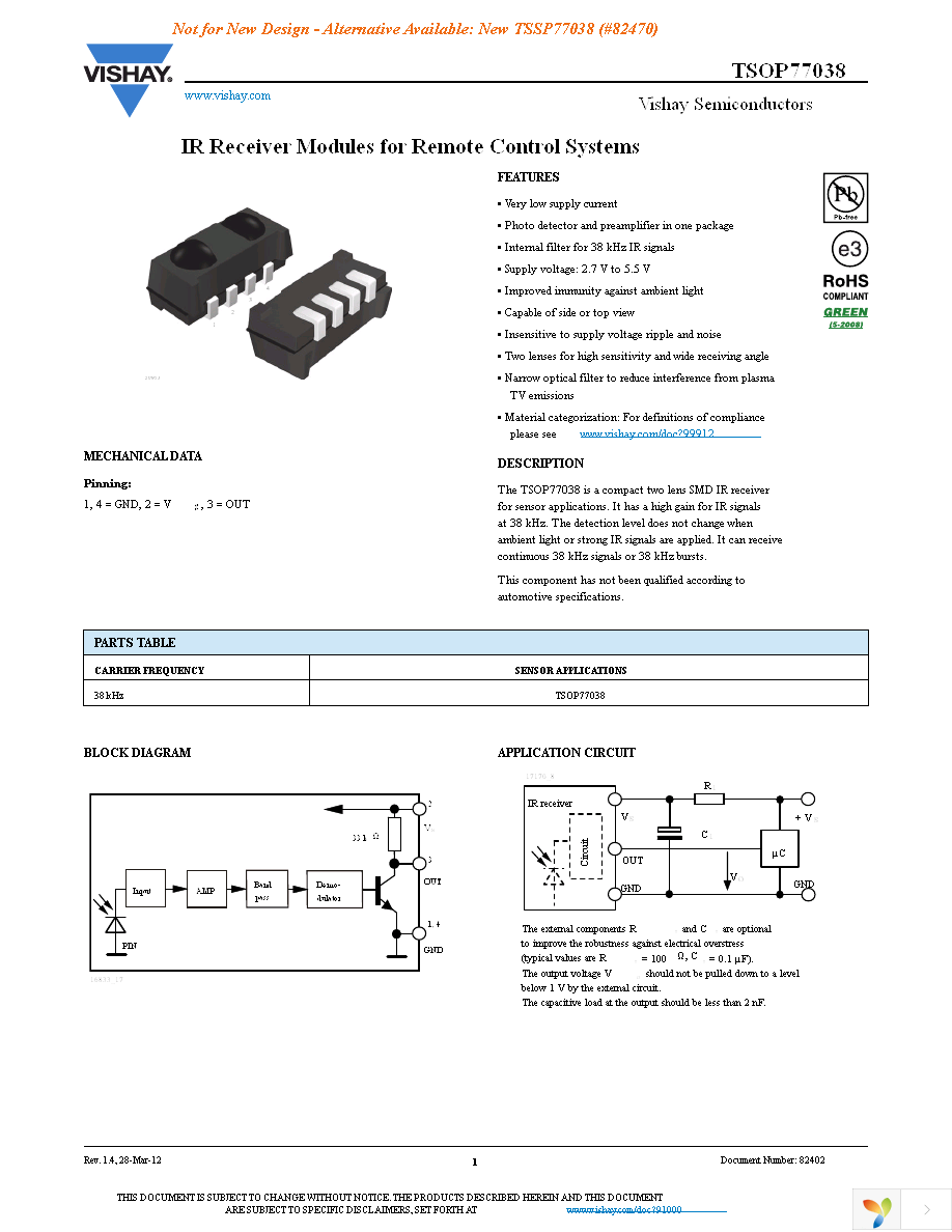 TSOP77038TR Page 1