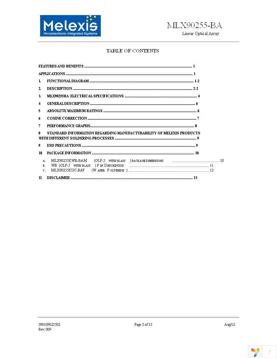 MLX90255KWB-BAM-000-TR Page 3