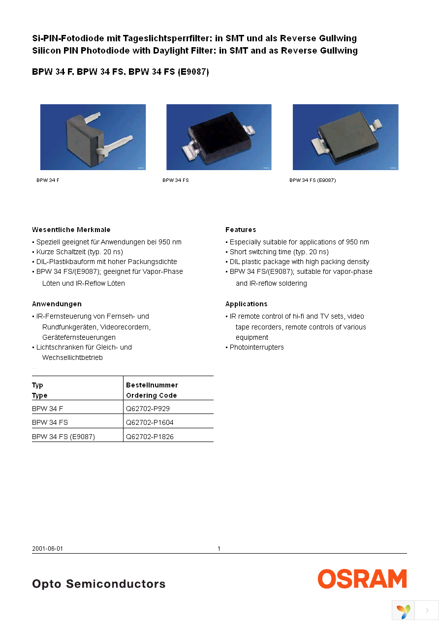 BPW34FS Page 1