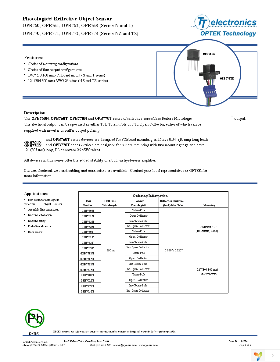 OPB770TZ Page 1