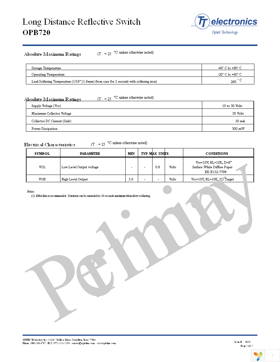 OPB720A-06Z Page 2