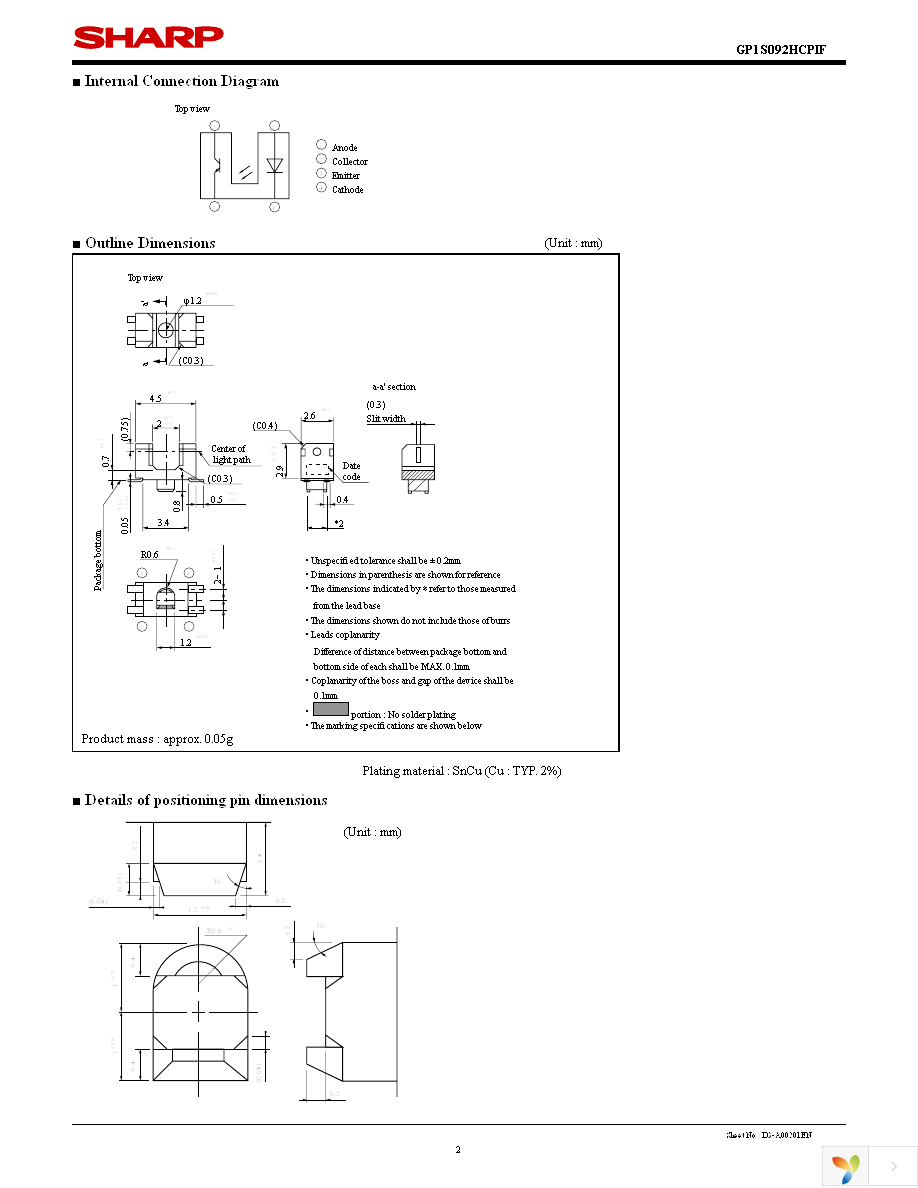 GP1S092HCPIF Page 2