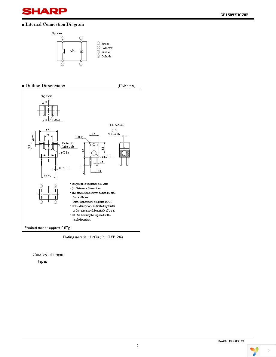 GP1S097HCZ0F Page 2