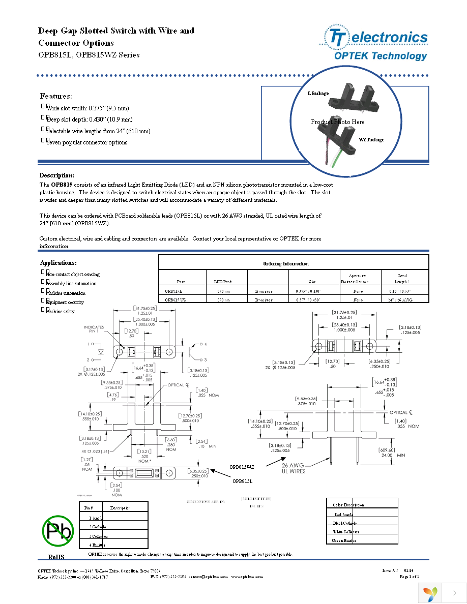 OPB815WZ Page 1