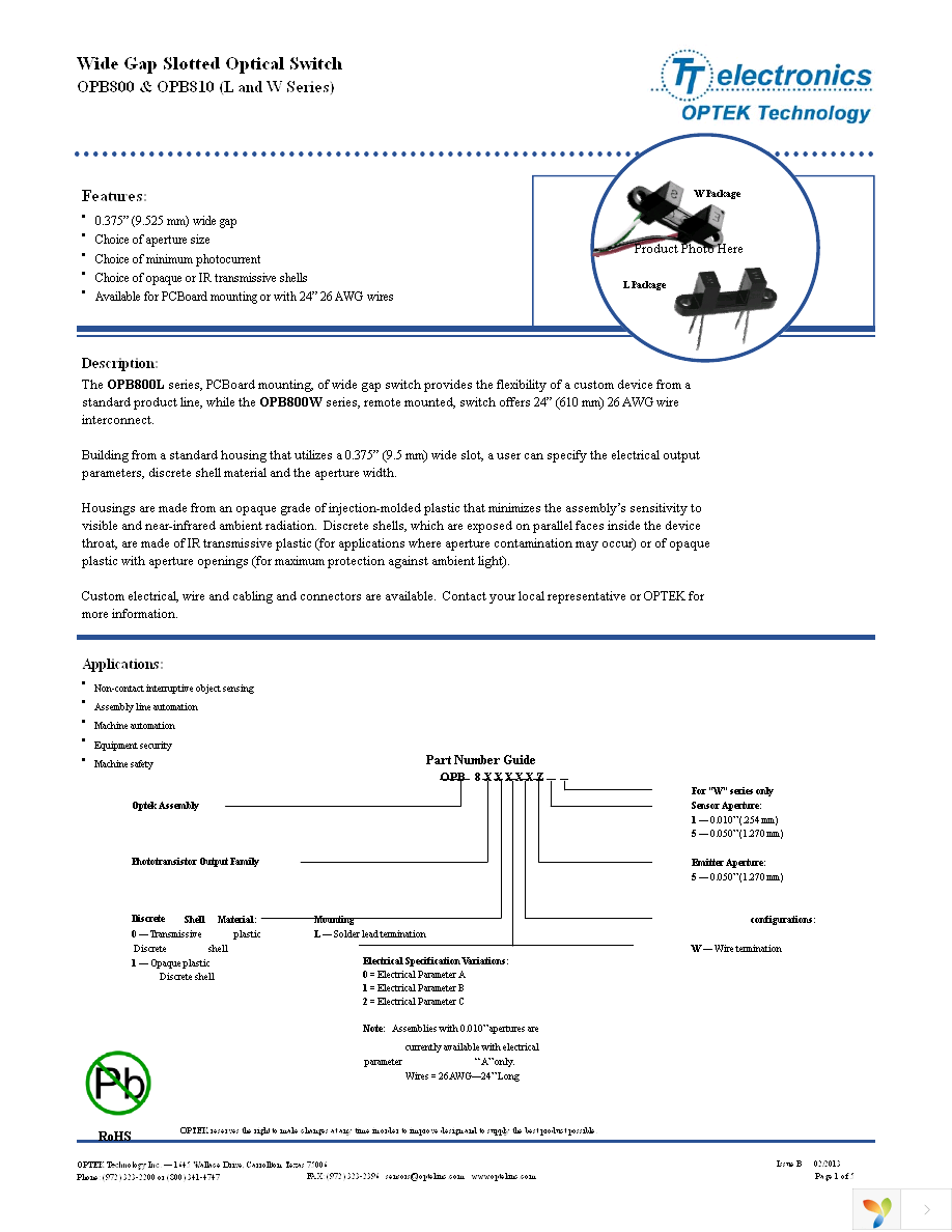 OPB811W55Z Page 1